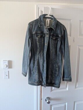 Tribal Jeans Long Denim Jacket - Blue Jean Coat